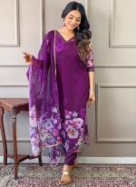 Rayon Purple Traditional Wear Embroidery Work Readymade Straight Suit